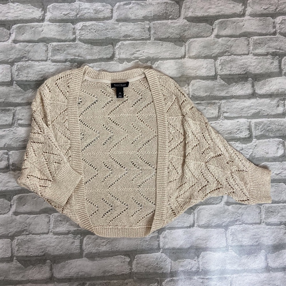 White House Black Market Gold Thread Shrug